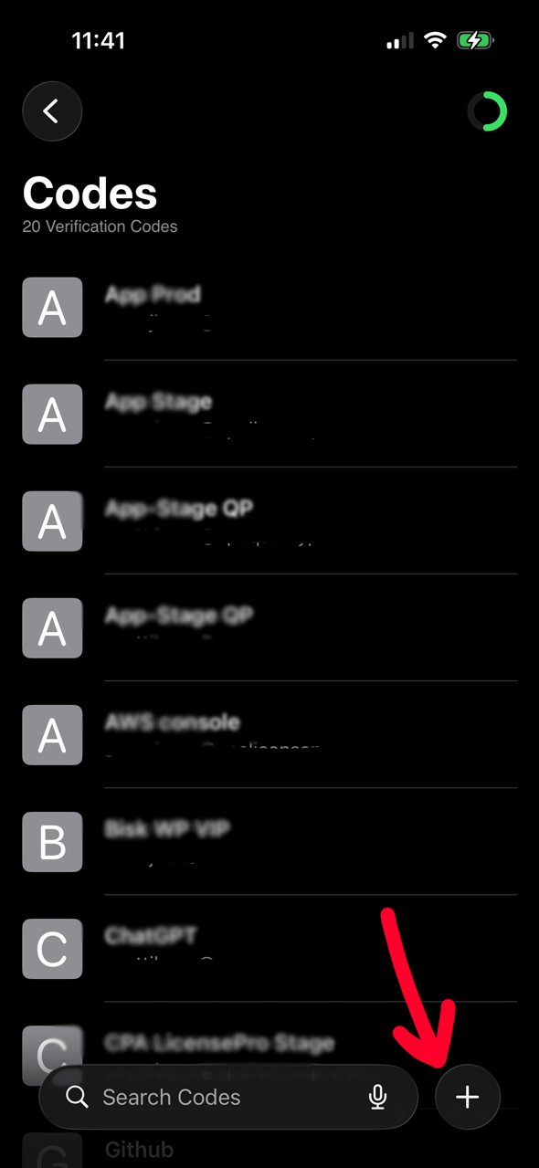 Apple Passwords add code screen